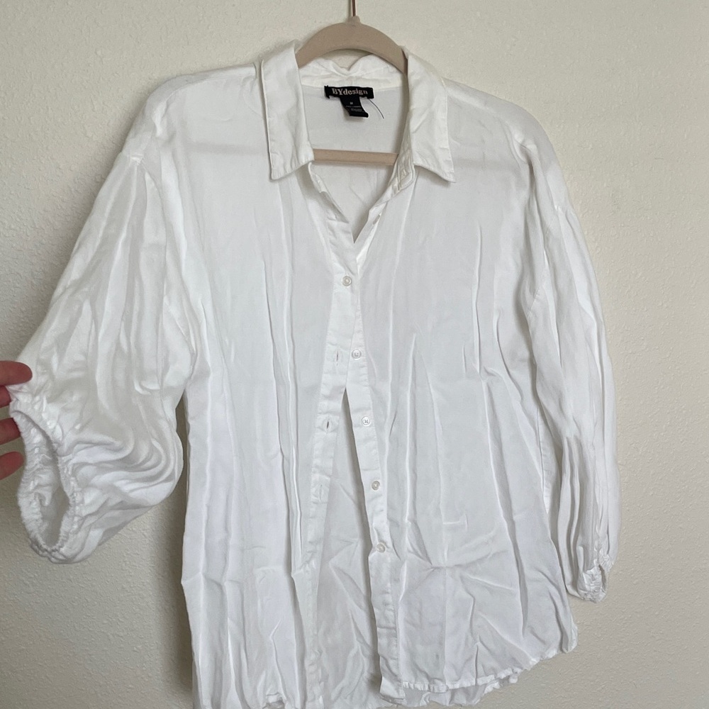 White Button-Down Shirt - White